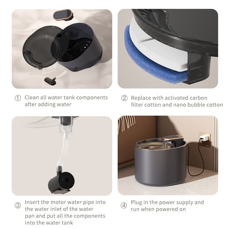 Bebedouro Automático para Gatos e Cães Silencioso com Carregamento USB Elétrico Dispensador de Água para Animais de Estimação